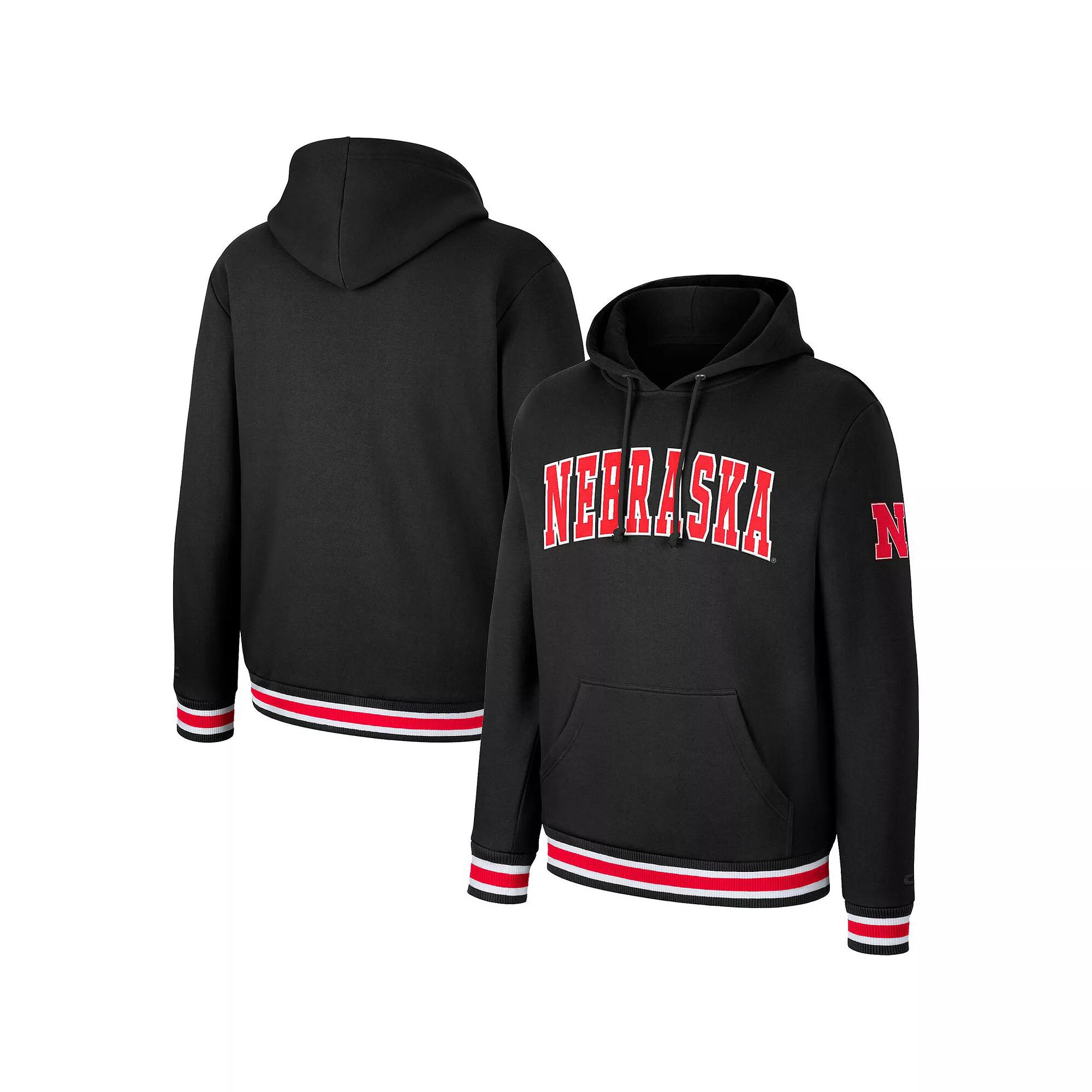 Men's Colosseum Black Nebraska Huskers Varsity Arch Pullover Hoodie, Size: 2XL Product Image