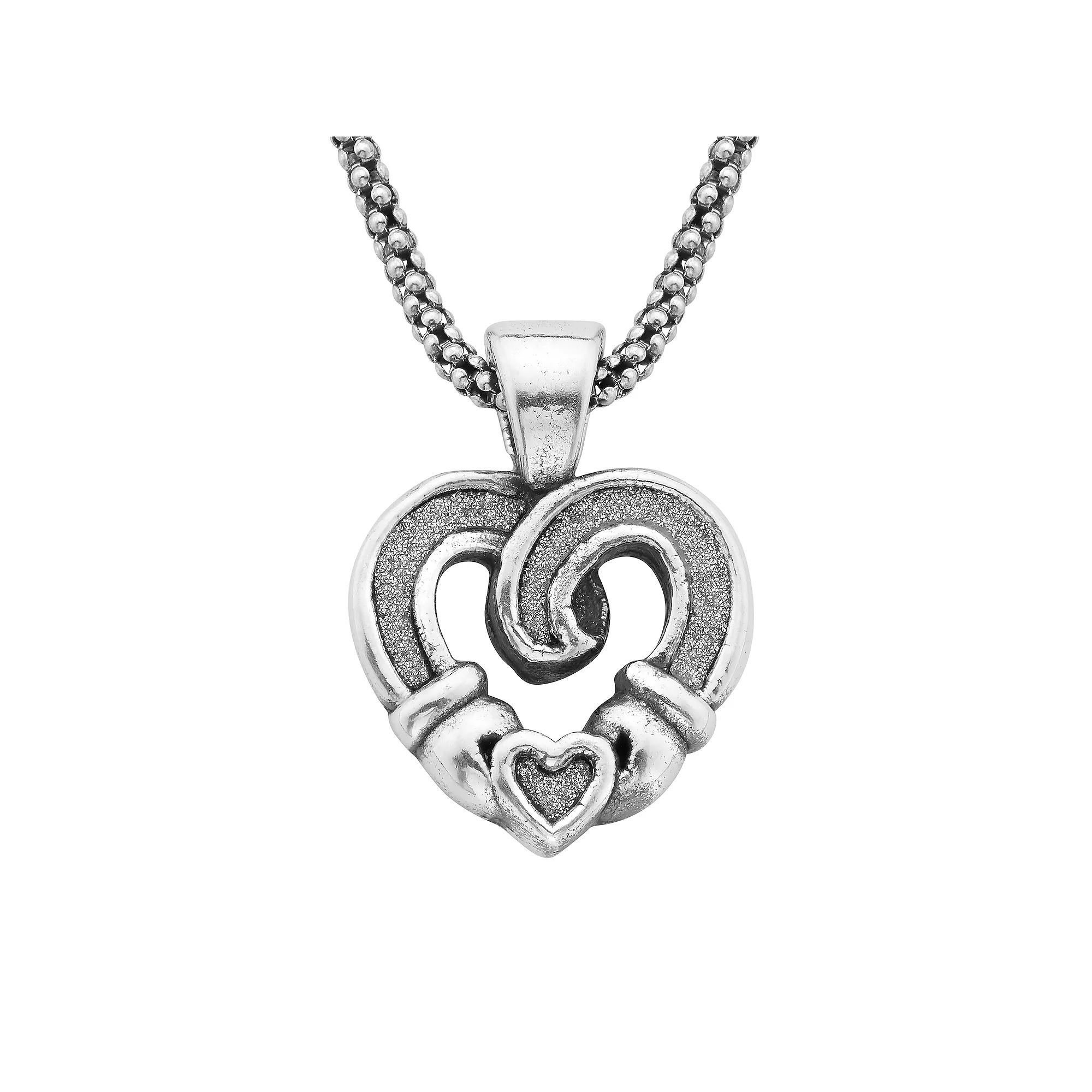 Sterling Silver Glitter Heart Pendant Necklace, Women's, Size: 18" Product Image