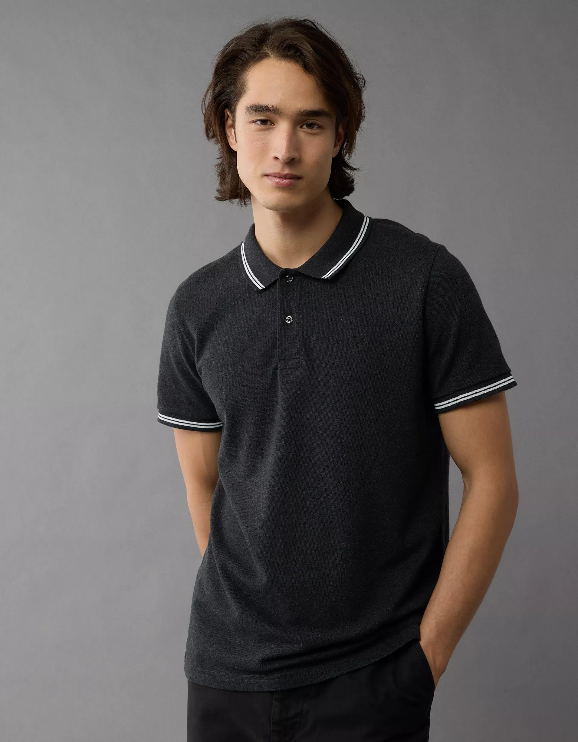 AE Lived-In Stretch Pique Slim Fit Tipped Polo Shirt Product Image