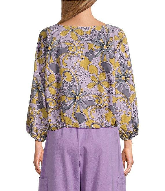 Bryn Walker Organic Poplin Gianna Floral Round Neck Long Sleeve Shirt Product Image
