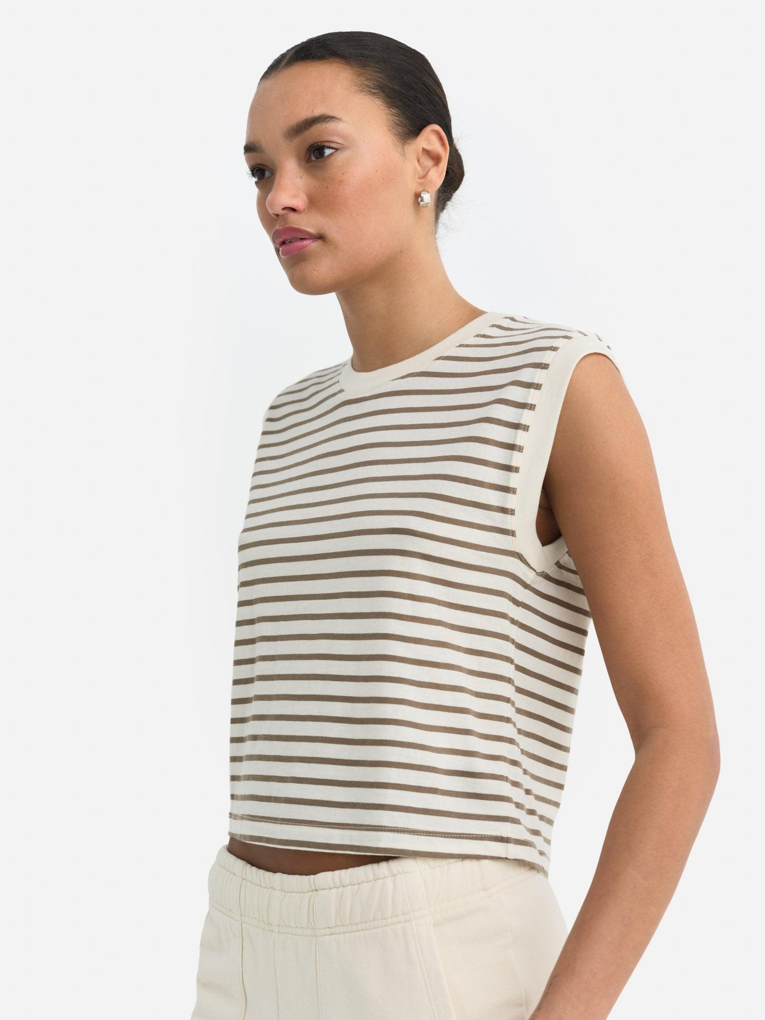Organic Cotton Striped Muscle Tank Female Product Image
