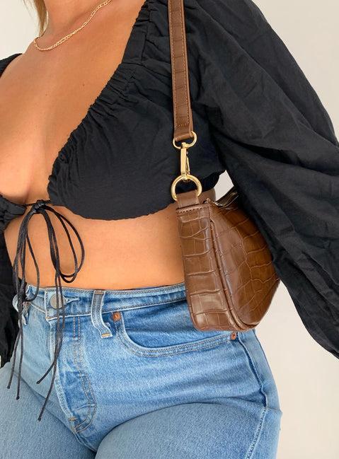 Peta & Jain Piper Bag Chocolate Croc Product Image