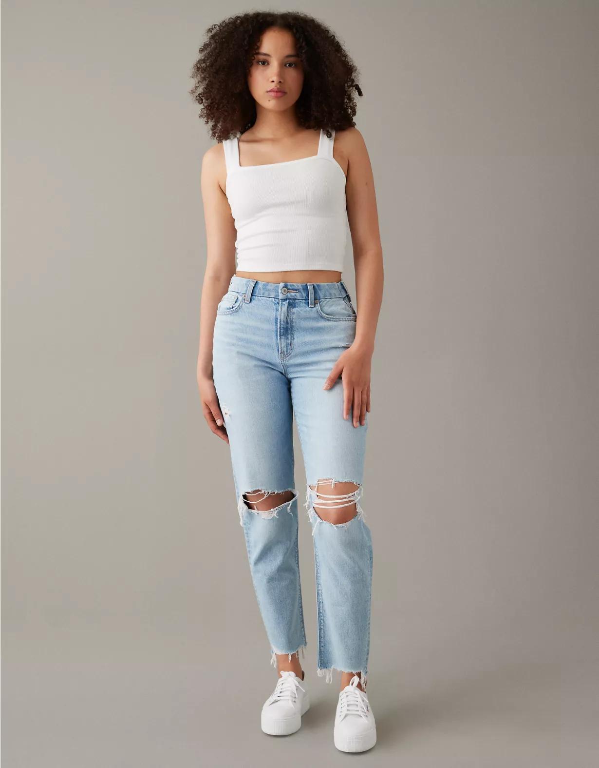 AE Strigid Curvy Ripped Mom Jean Product Image