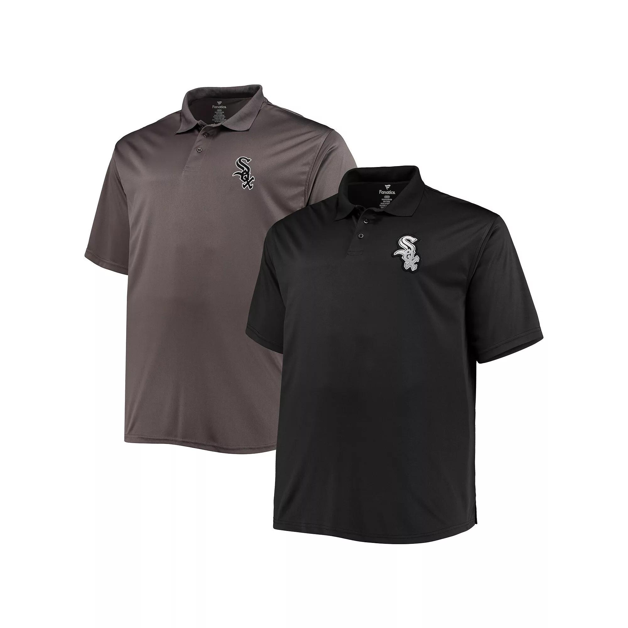 Men's Black/Charcoal Chicago White Sox Big & Tall Two-Pack Polo Set, Size: 3XLT Product Image