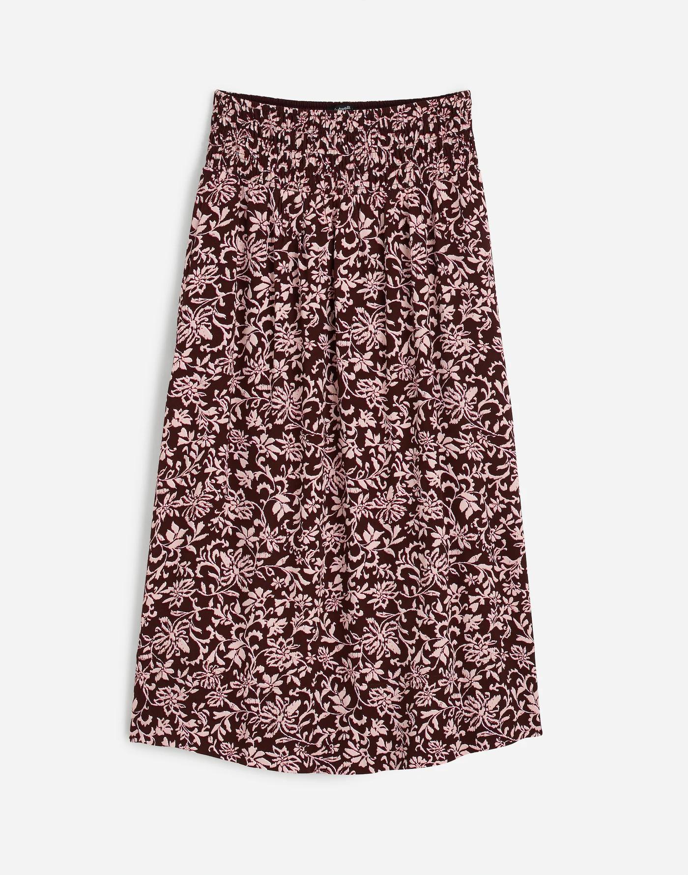 Smocked-Waist Midi Skirt Product Image