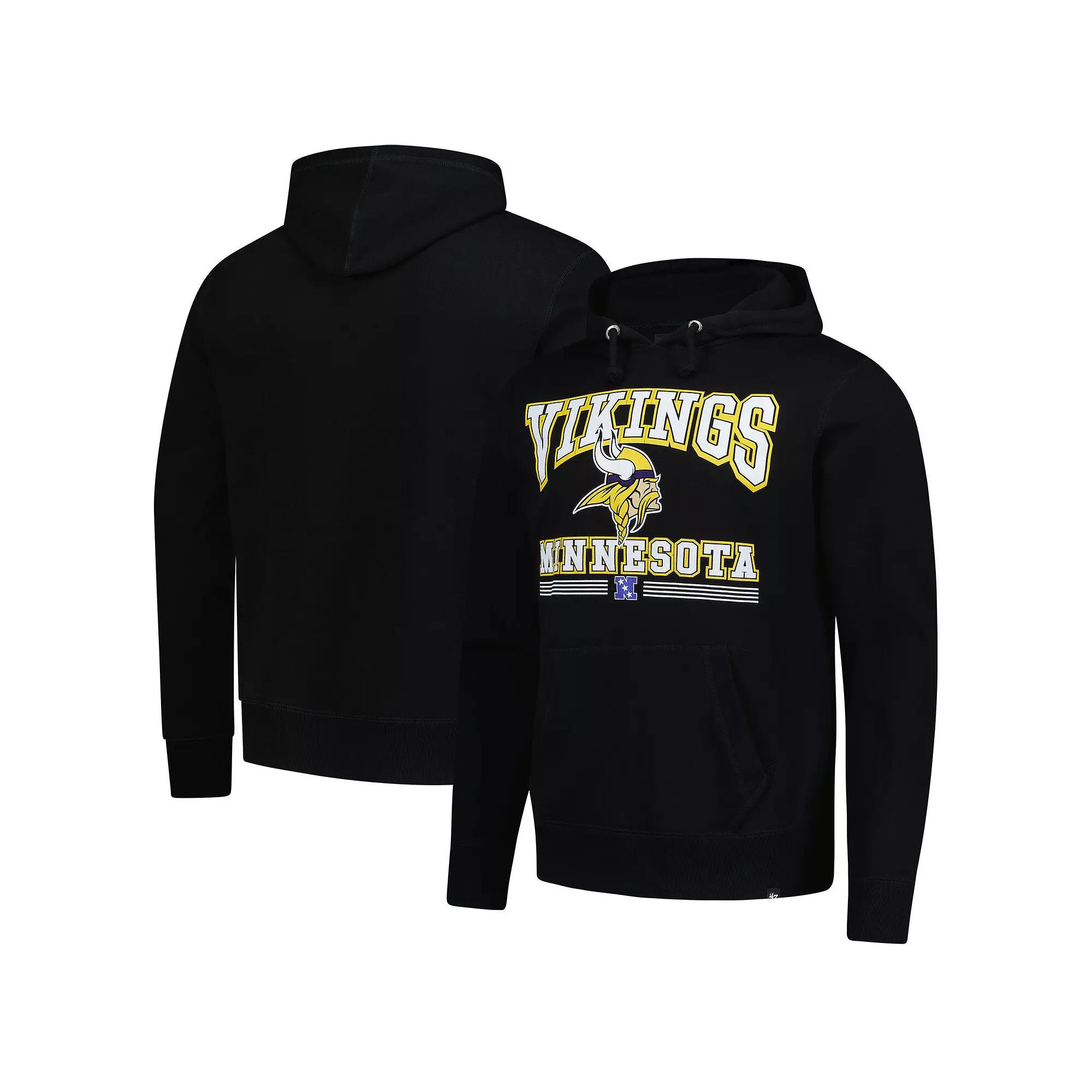 Men's '47 Black Minnesota Vikings Packed House Headline Pullover Hoodie,  Product Image