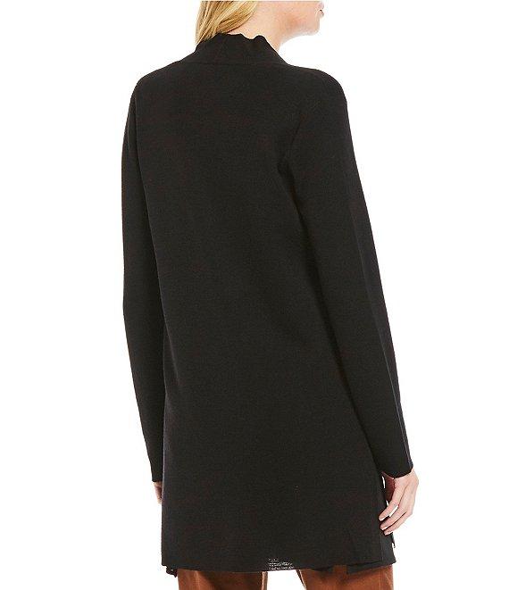 Eileen Fisher Simple Side Slit Open Front Merino Wool Cardigan Product Image