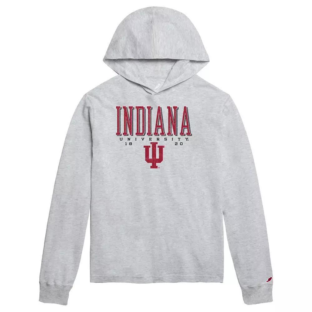 Men's League Collegiate Wear Ash Indiana Hoosiers Team Stack Tumble Long Sleeve Hooded T-Shirt,  Product Image