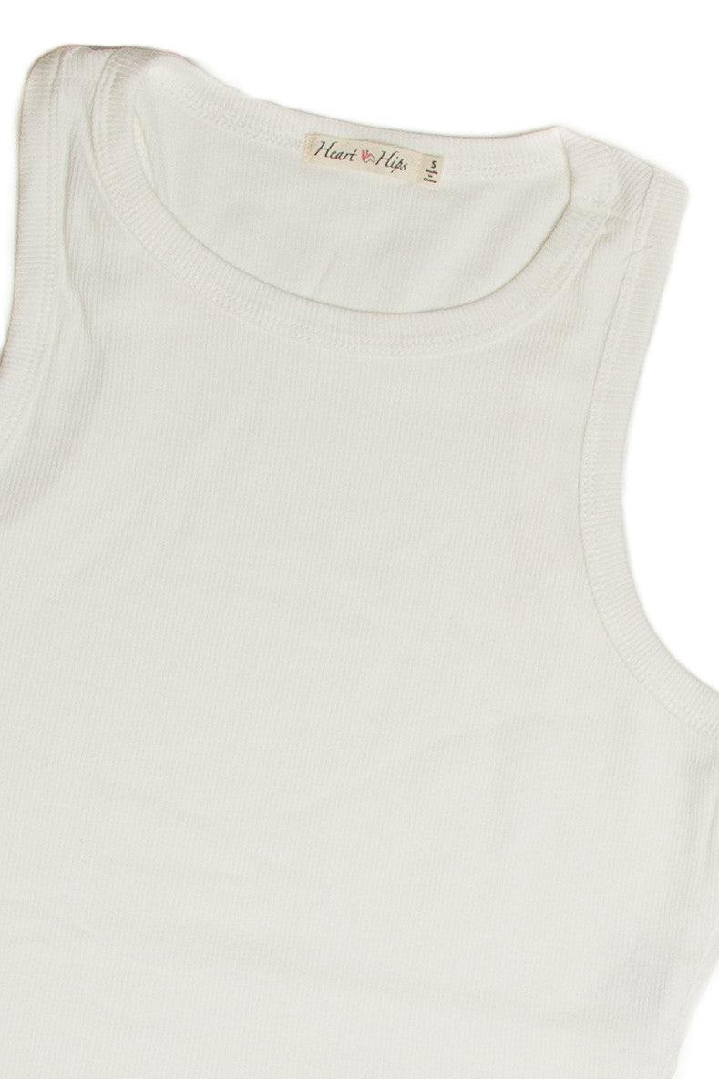 White Ribbed Crop Tank Product Image