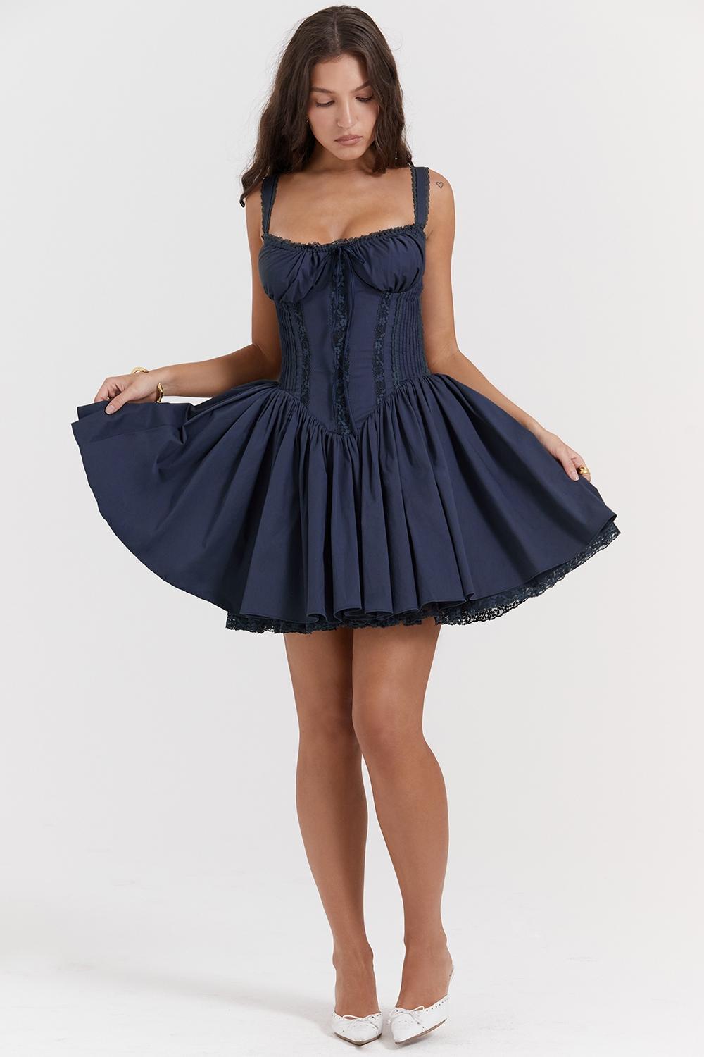 Pietra  french navy corset mini dress Product Image