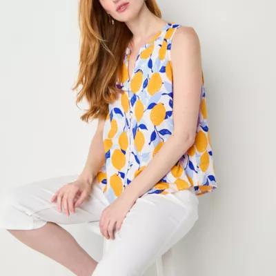 Liz Claiborne Womens Split Crew Neck Sleeveless Tank Top Product Image