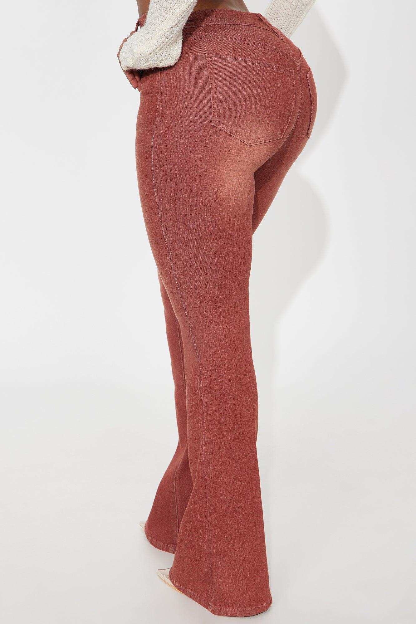 Fatal Attraction Stretch Flare Jeans - Burgundy Female Product Image