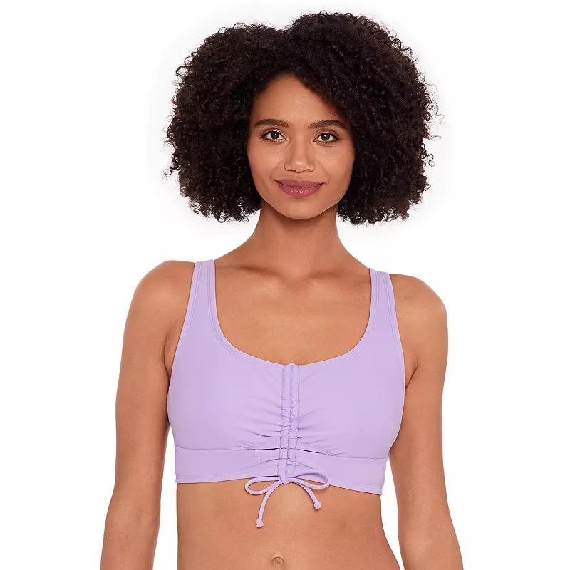 Women's Eco Beach Longline Scoopneck Tie Front Bikini Top,  Product Image