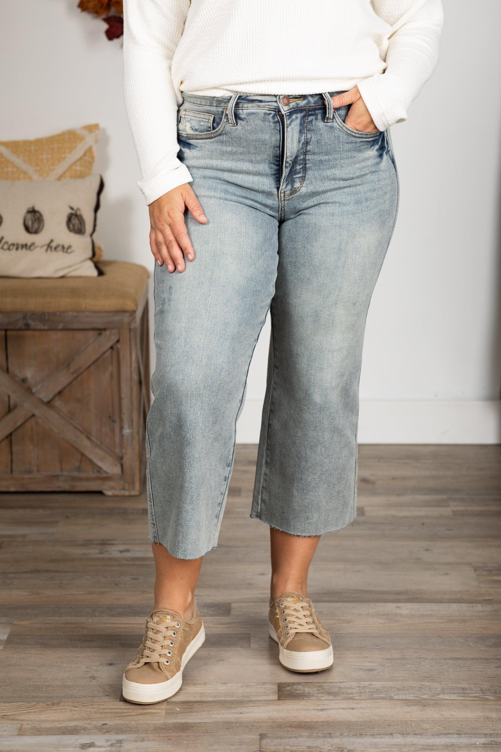 Judy Blue Tummy Control Crop Wide Leg Jean Product Image