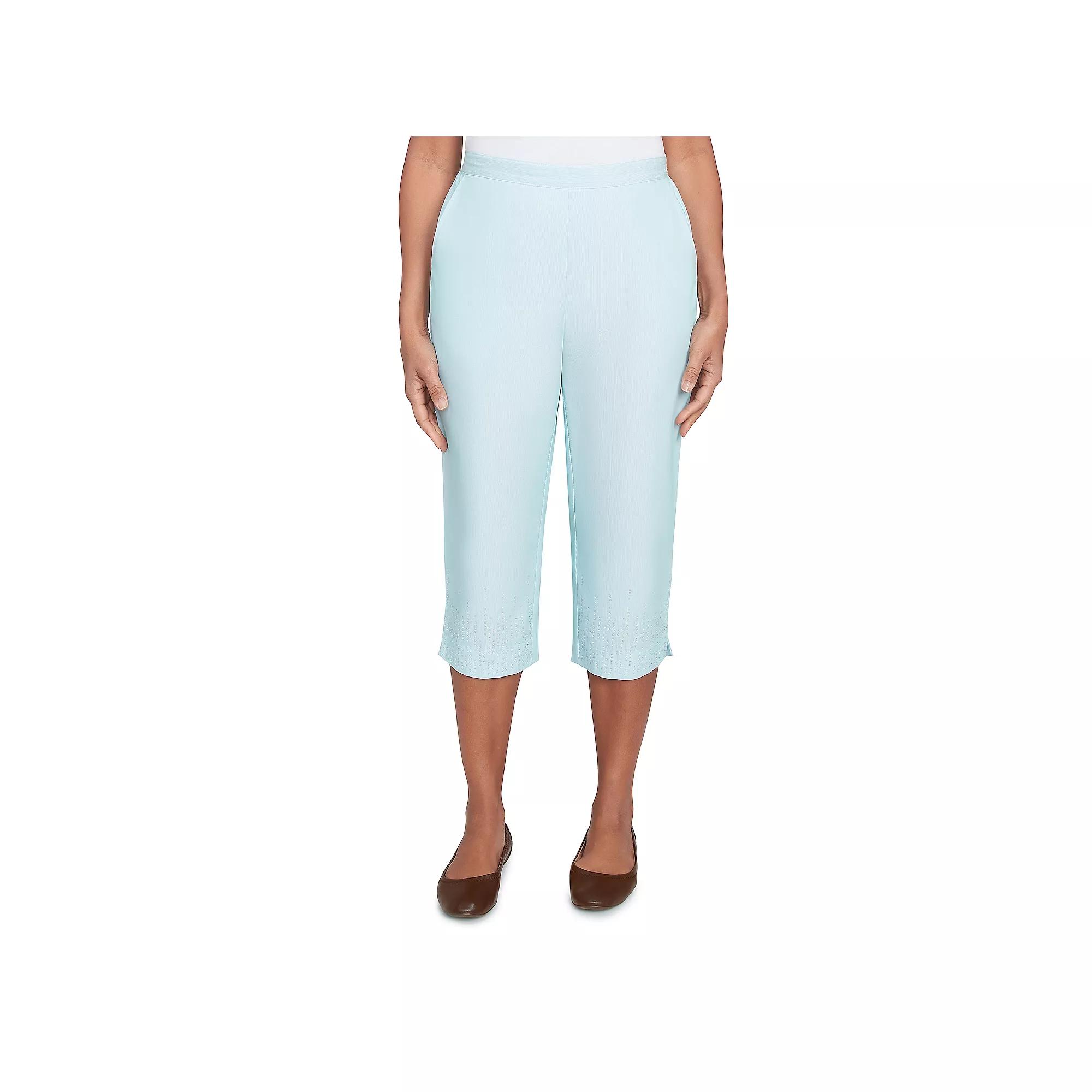 Women's Alfred Dunner Heat Set Embroidered Capris,  Product Image