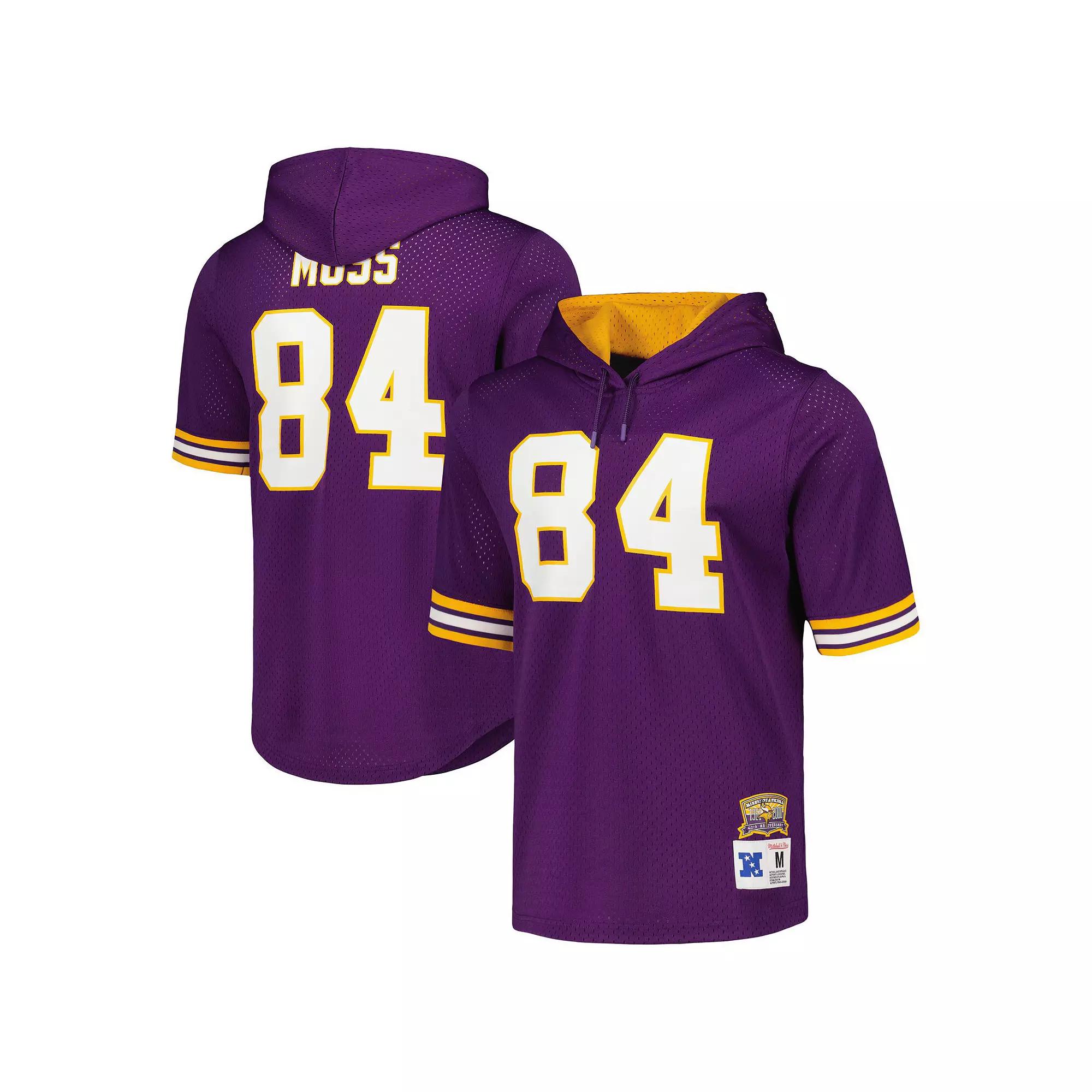 Men's Mitchell & Ness Randy Moss Purple Minnesota Vikings Retired Player Name & Number Mesh Hoodie T-Shirt,  Product Image