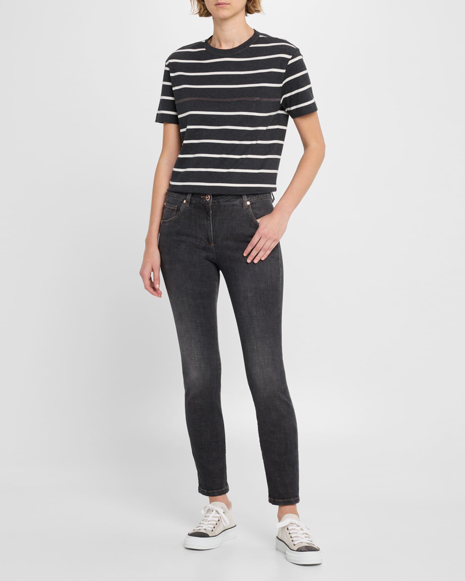 Mid-Rise Slim-Leg Ankle Denim Jeans Product Image