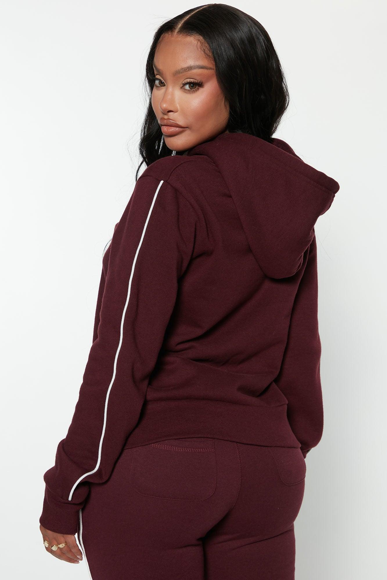 Tennis And Chill Fleece Pullover Hoodie - Burgundy Product Image