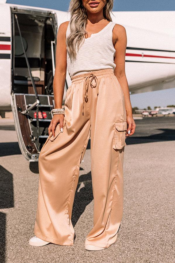 Sure And Steady High Waist Trousers In Tan Product Image