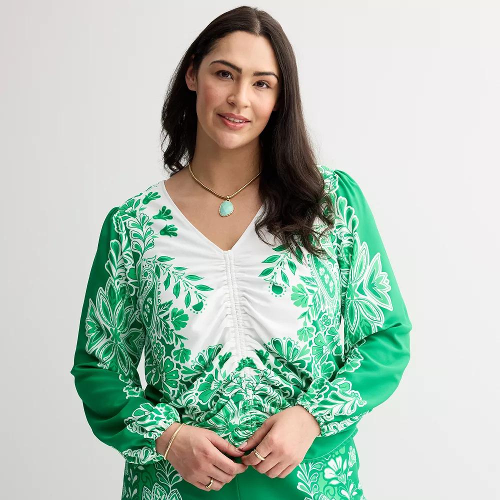 Plus Size INTEMPO™ Cinched Middle Top, Women's, Size: 1XL, Green Product Image