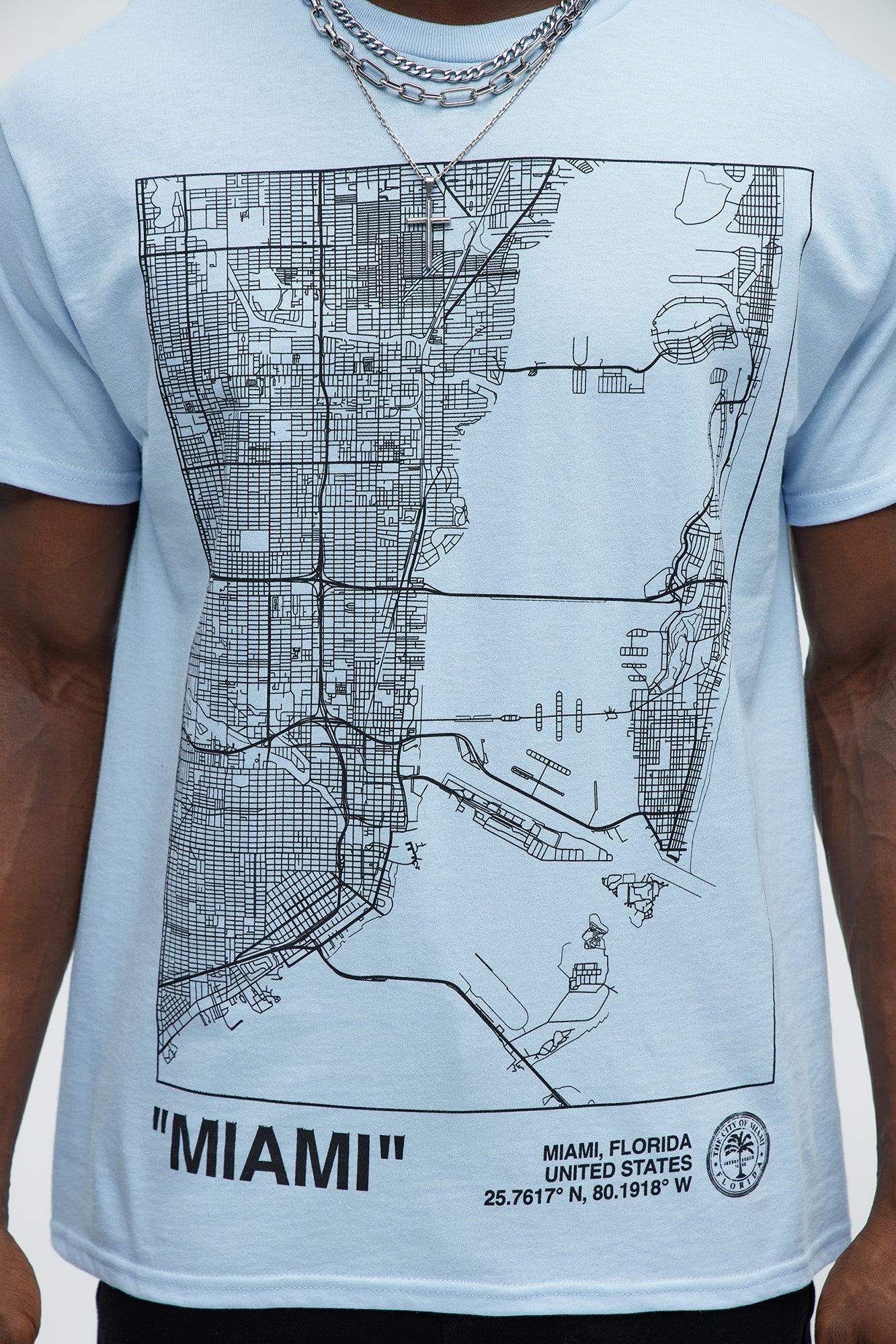 Miami Map Short Sleeve Tee - Light Blue Product Image