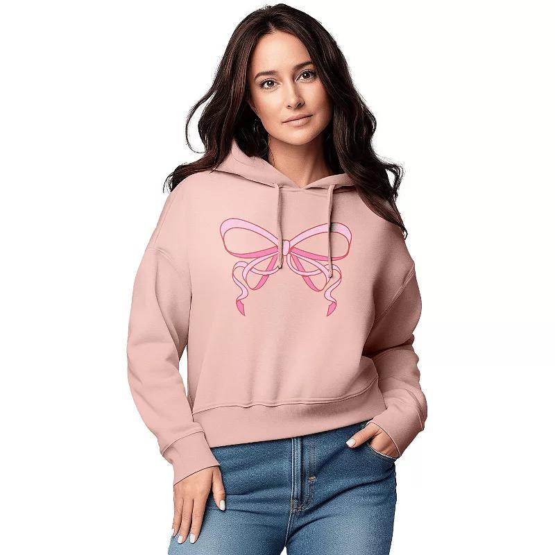 Women's Simple Coquette Bow Graphic Cropped Hoodie,  Product Image