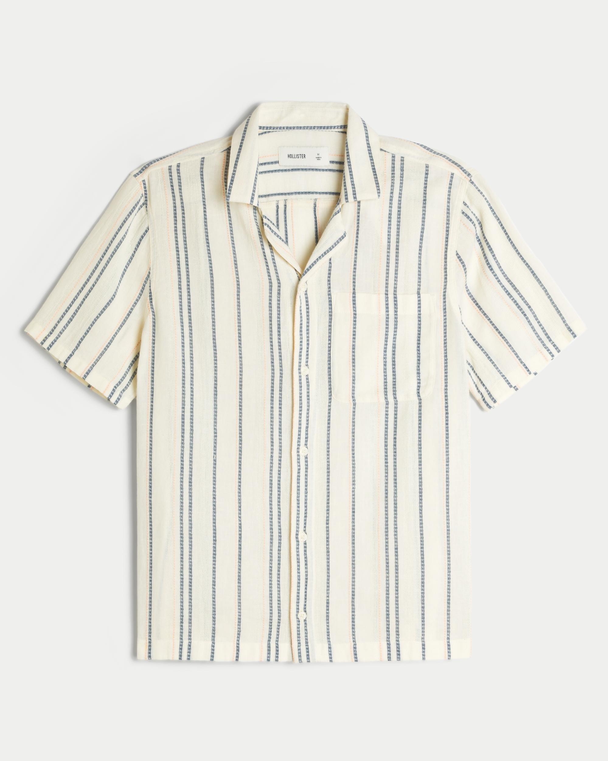 Short-Sleeve Textural Stripe Shirt Product Image
