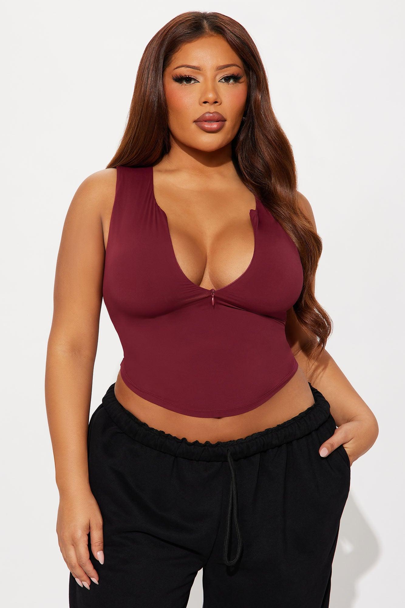 Second Skin Double Lined Zip Front Tank - Wine Female Product Image