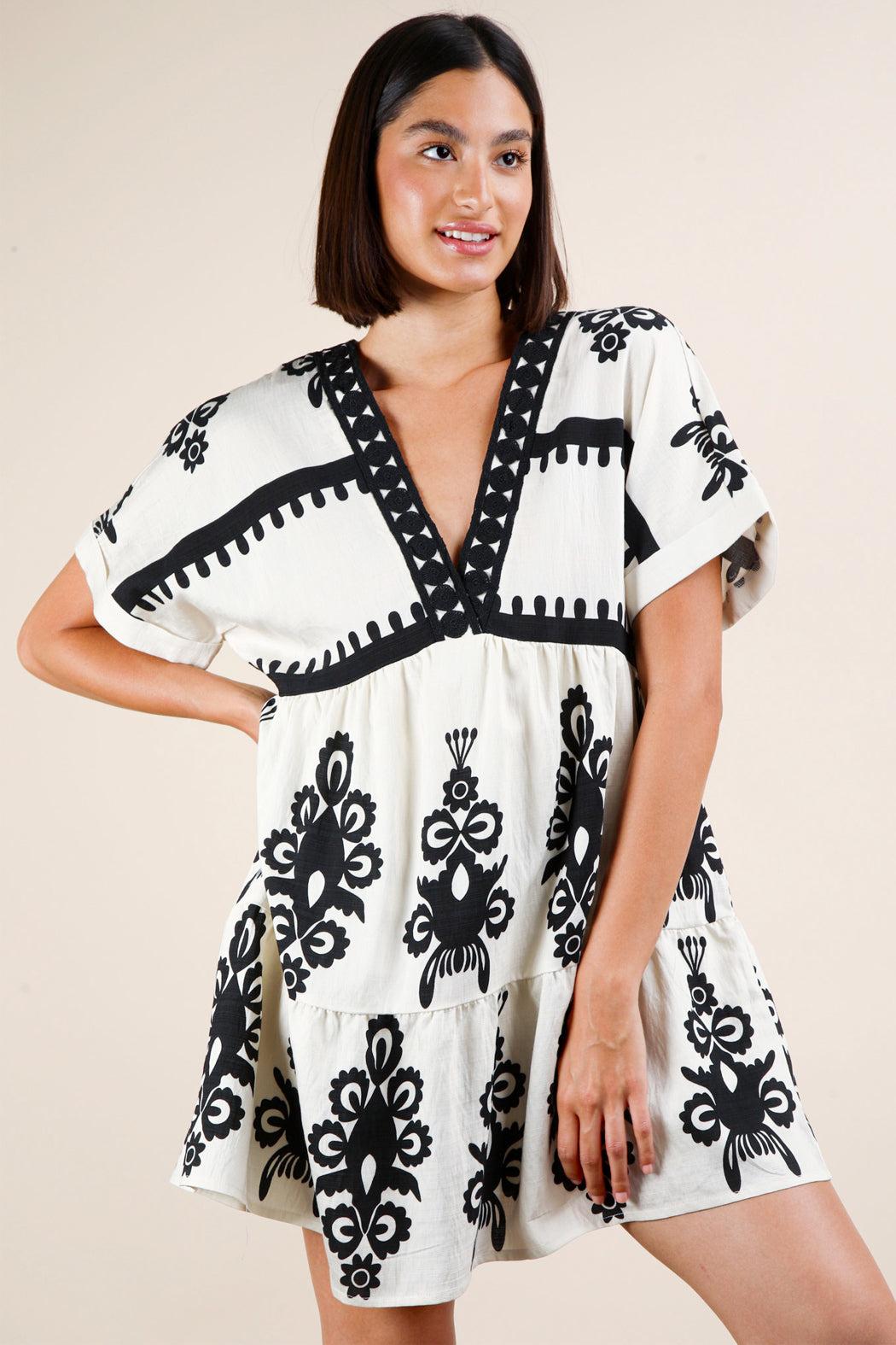 Maeve V-Neck Mini Dress Product Image