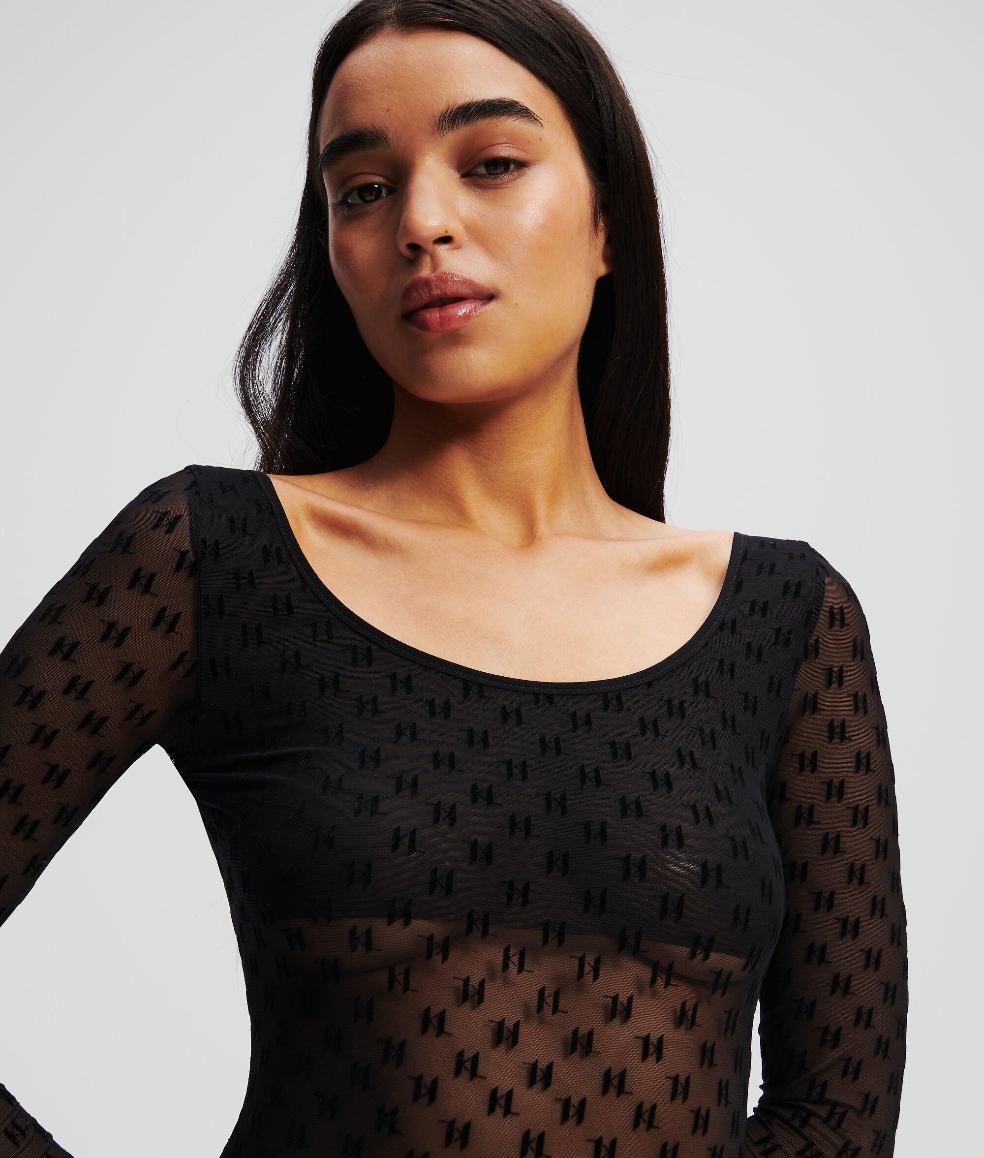 MONOGRAM LONG-SLEEVED MESH BODYSUIT Product Image