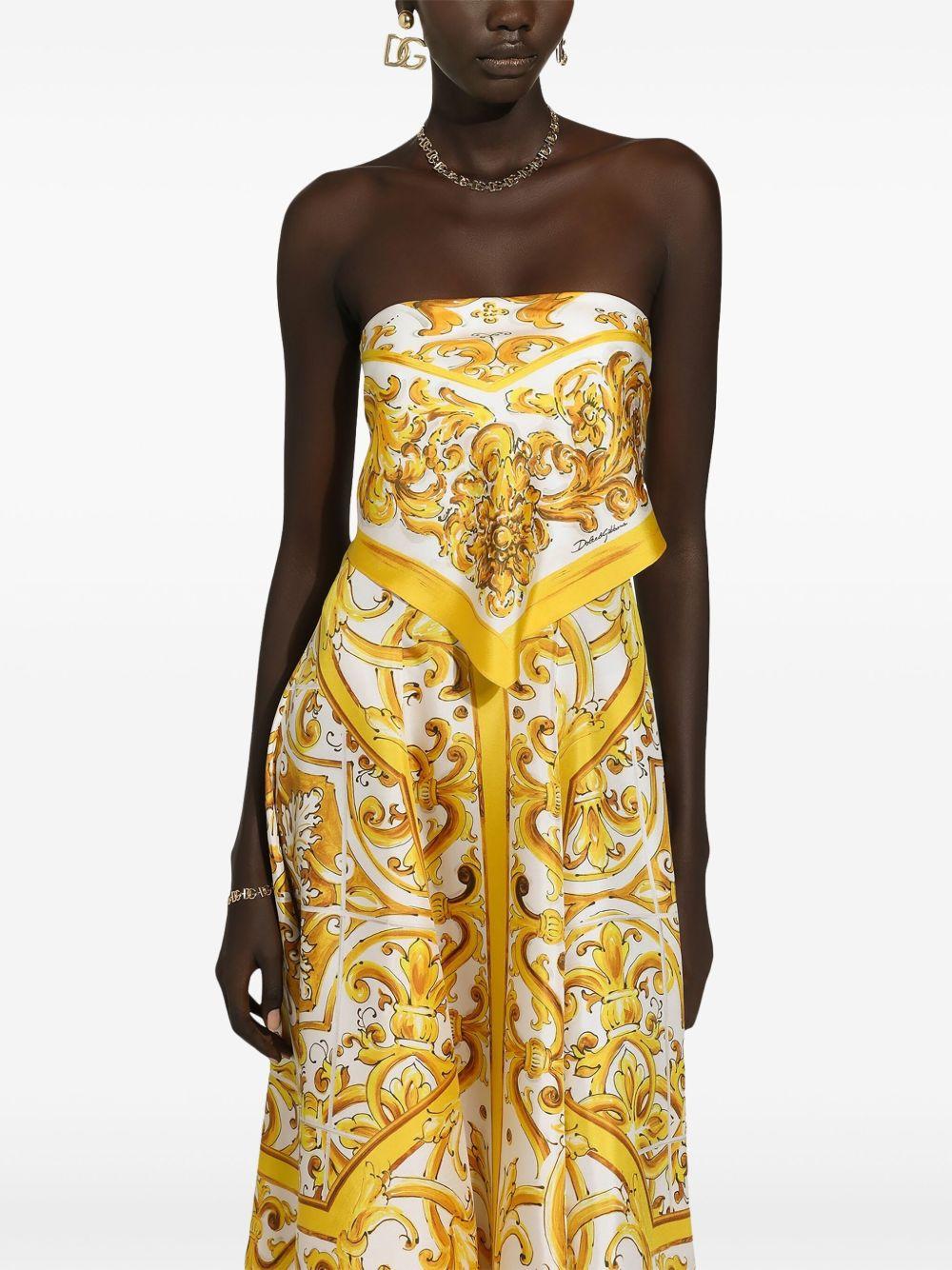 Majolica-print silk midi dress Product Image