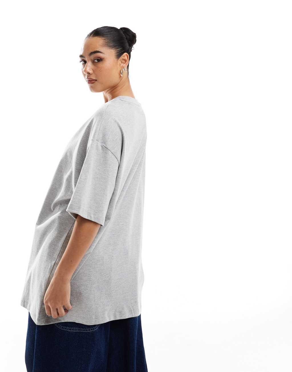 ASOS DESIGN longline heavyweight oversized T-shirt in gray heather Product Image
