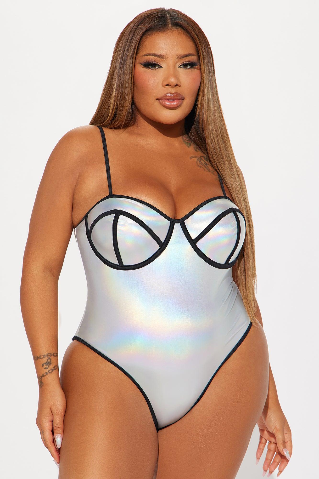 Summers In Vegas Holographic 1 Piece Swimsuit - Silver Product Image