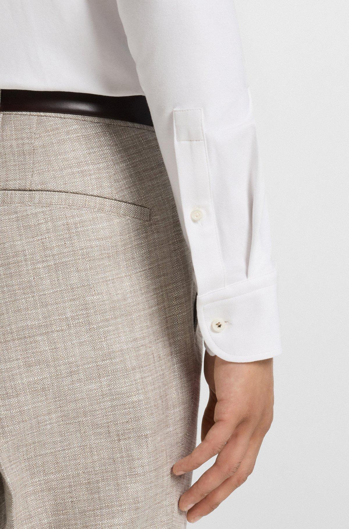 Slim-fit shirt in melange stretch cotton Product Image