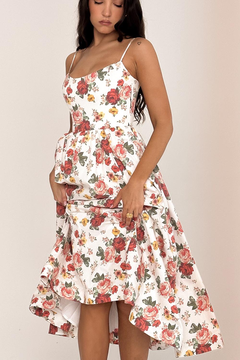 Lolita  italian rose print cotton corset sundress Product Image