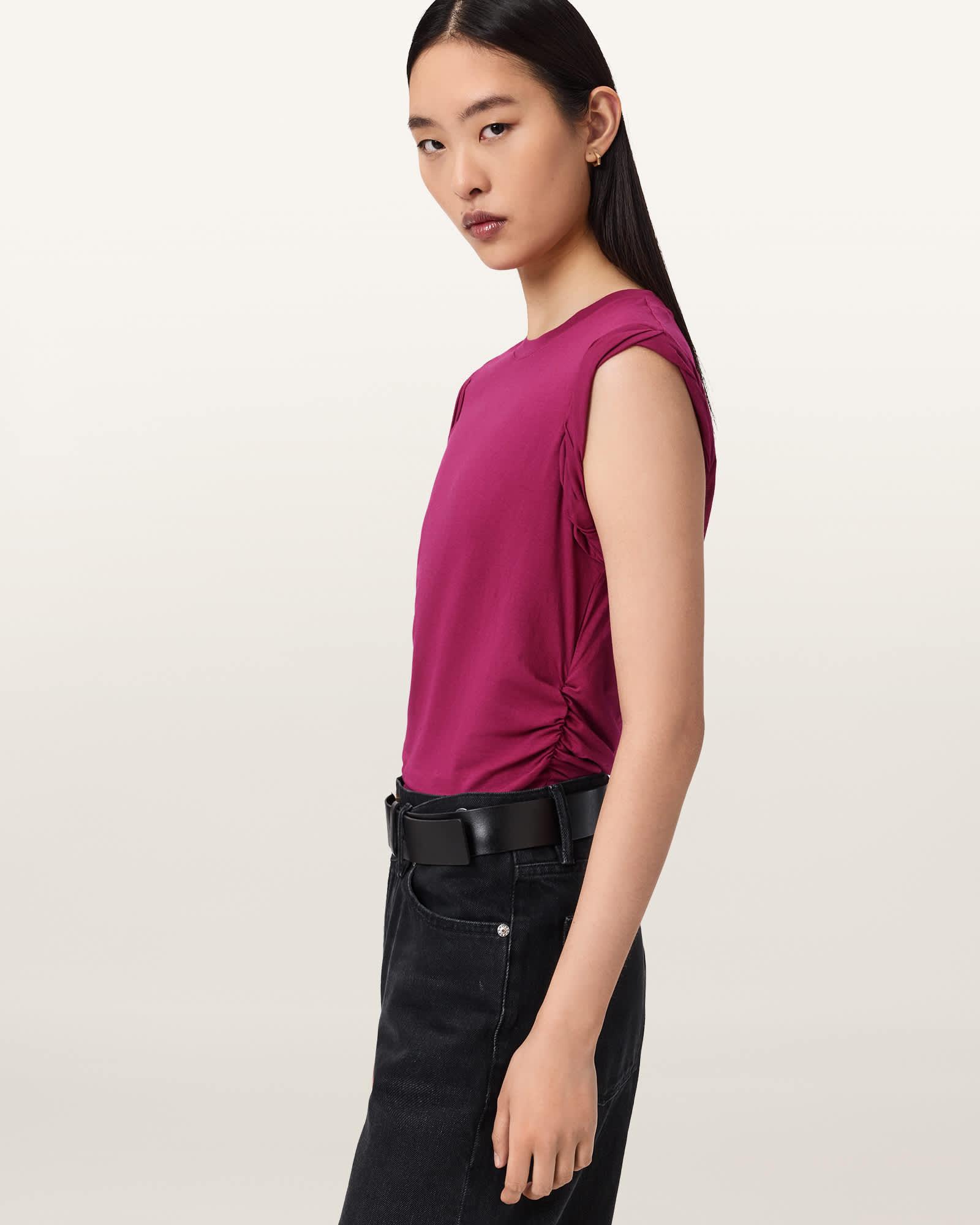 West Sleeveless Tank Top POP RASPBERRY PINK | ALLSAINTS US Product Image