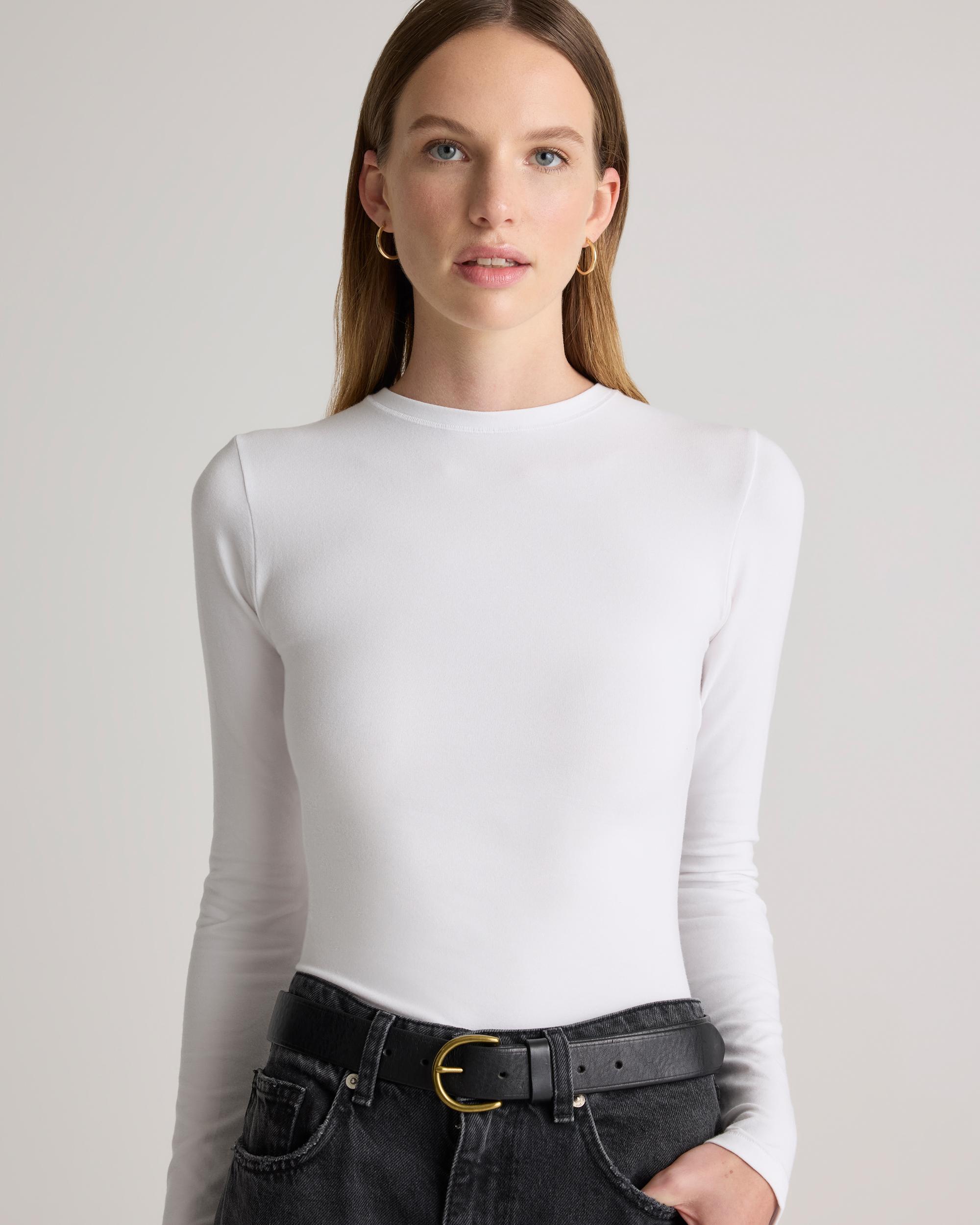 Quince | Women's Stretch Cotton Jersey Fitted Long Sleeve T-Shirt Organic Cotton Product Image