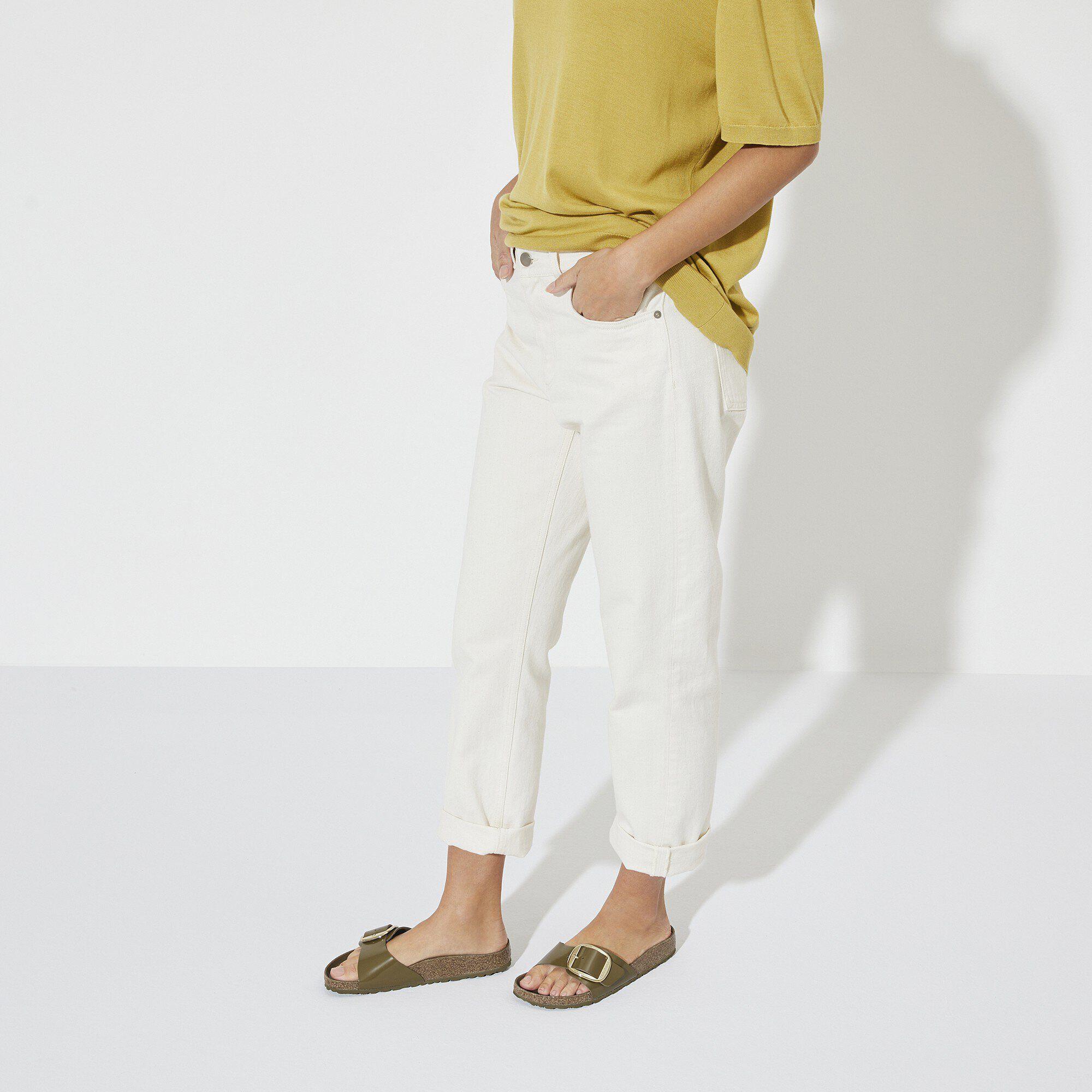 Madrid Big Buckle Natural Leather Patent High Shine Mud Green Product Image