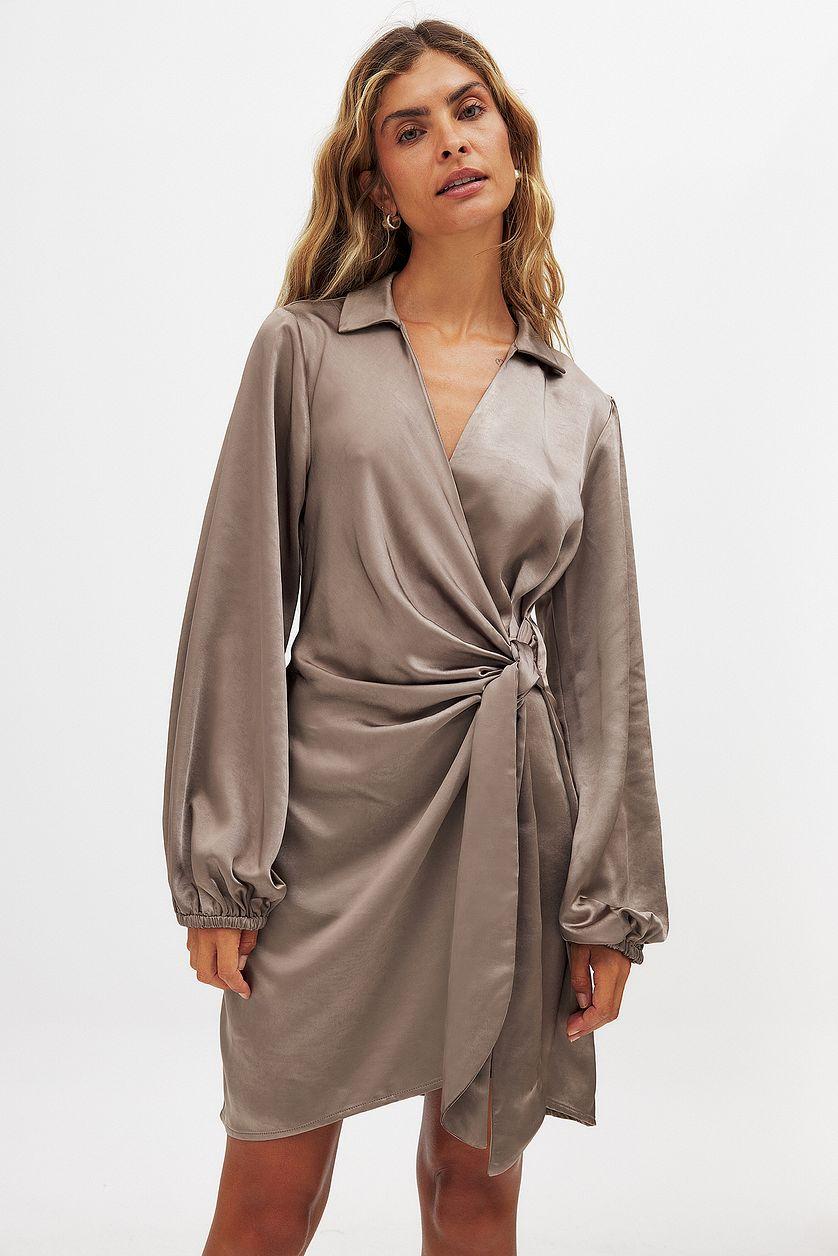 Wrap Satin Mini Dress Product Image