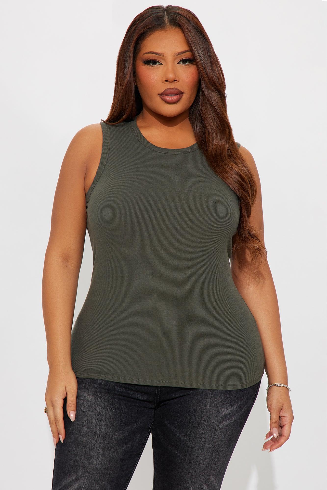 Lily Ribbed Tank - Olive 1 Female Product Image