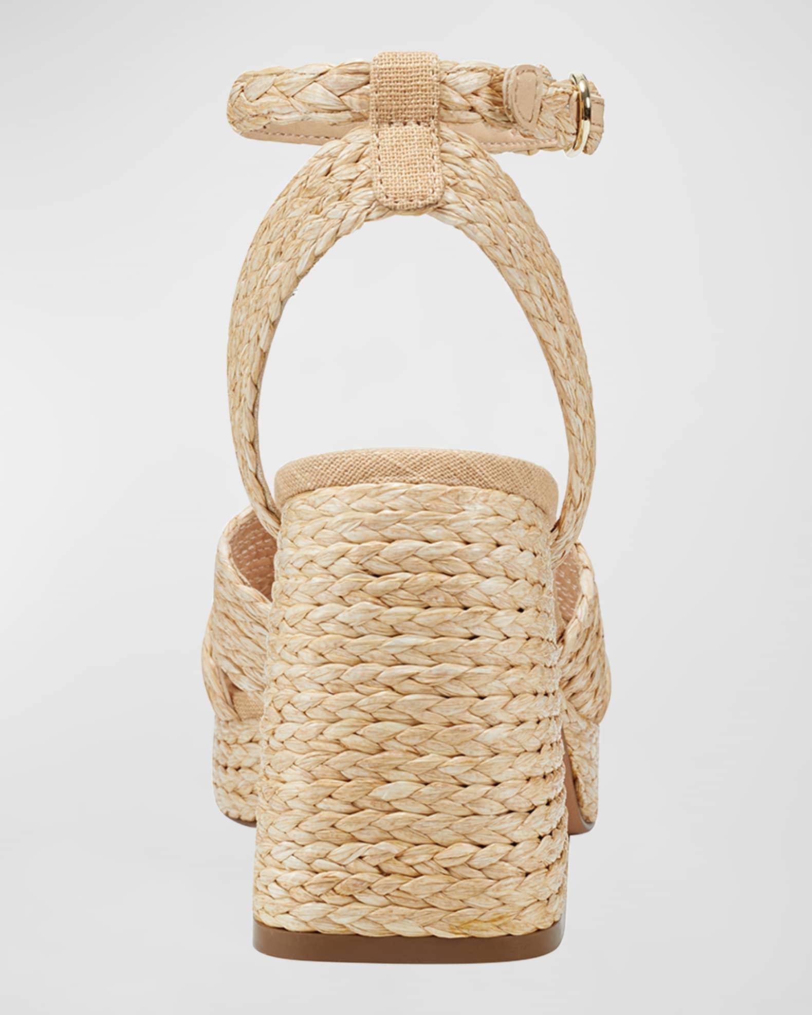 Raffia Ankle-Strap Platform Sandals Product Image