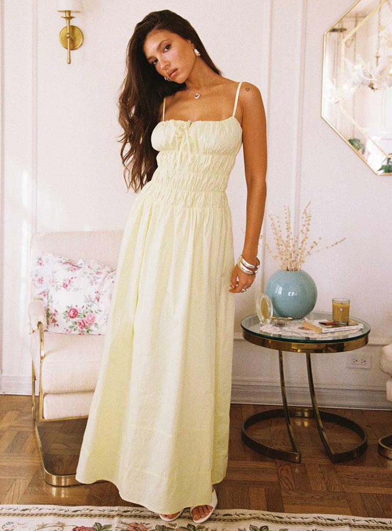 Loralei Shirred Maxi Dress Yellow Product Image