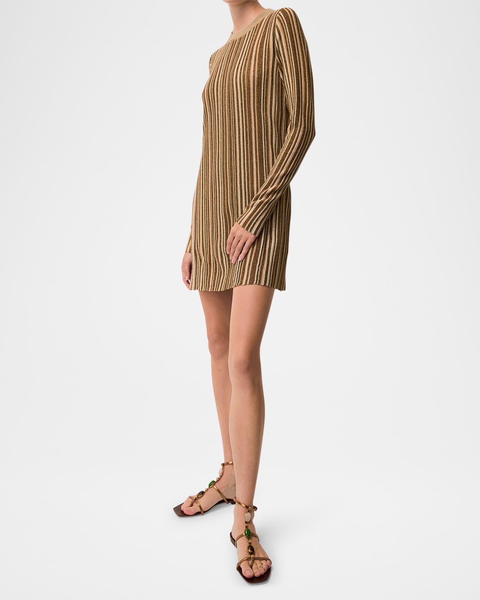 Jane Stripe Long-Sleeve Mini Dress Product Image