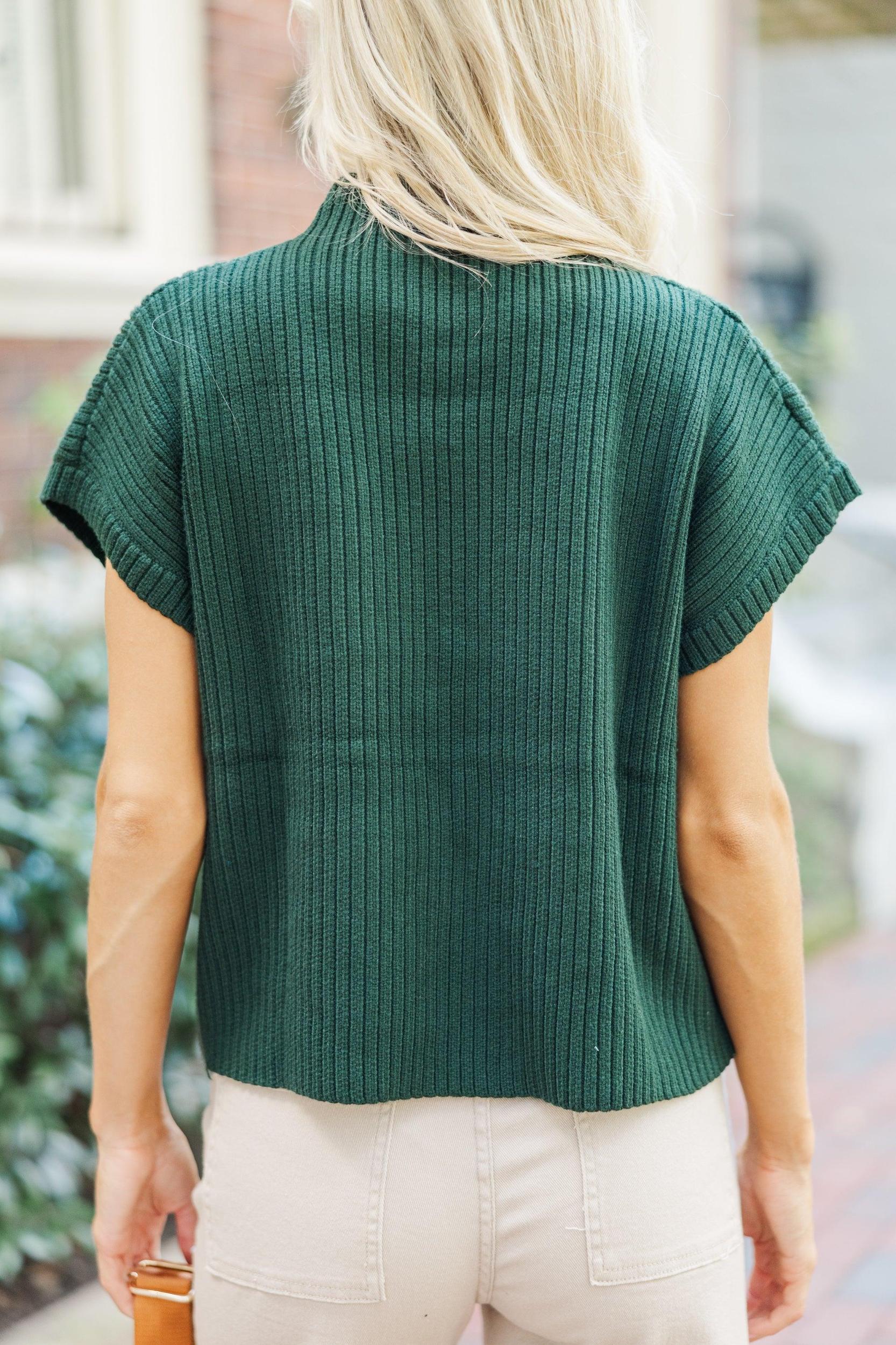 Open Your Mind Emerald Green Short Sleeve Sweater Female Product Image