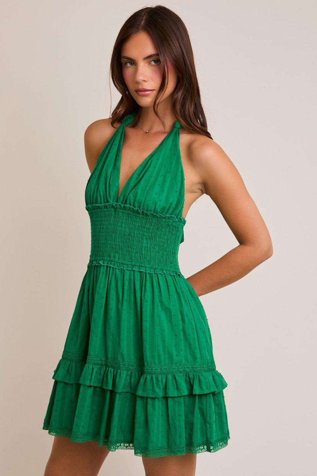 Kelly Smocked Waist Halter Dress Product Image
