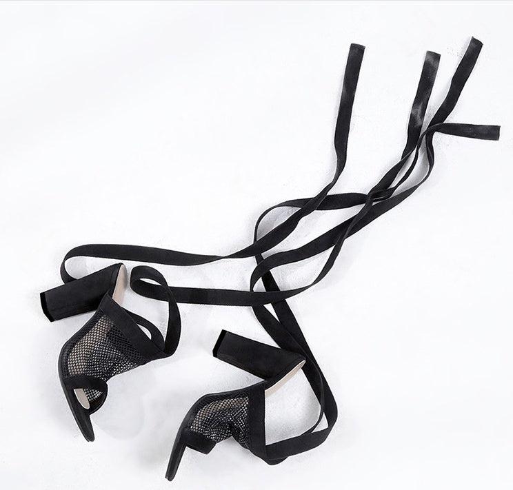 Bandage Flock Lace High Heels Sandal Product Image