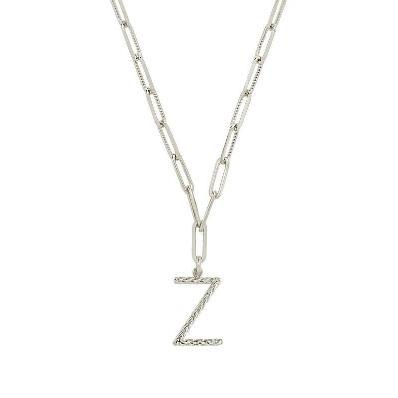 MC Collective Braided Initial Pendant Necklace, Women's, Size: 16", Silver Tone H Product Image