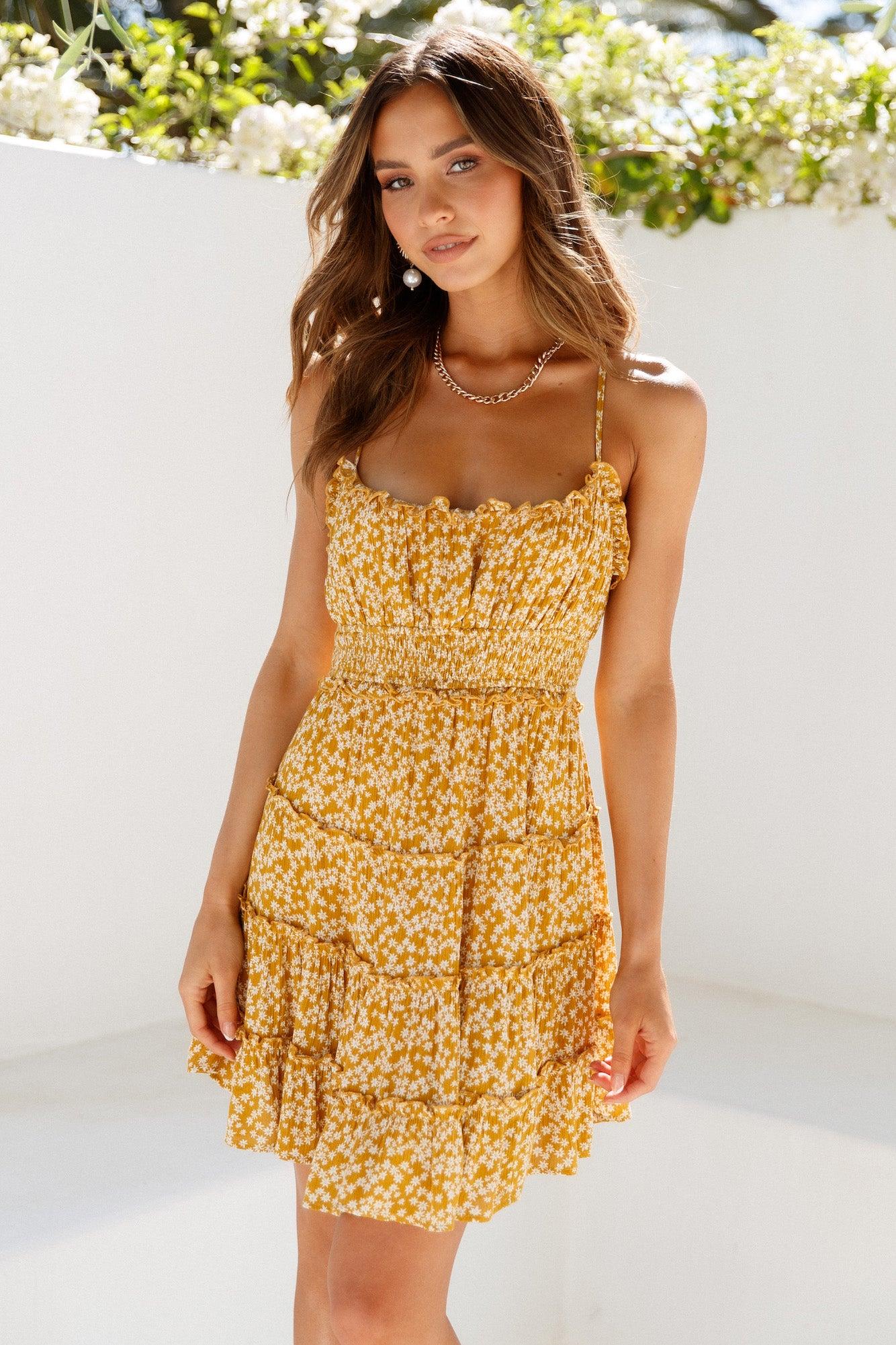 Morning Mimosas Dress Mustard Product Image