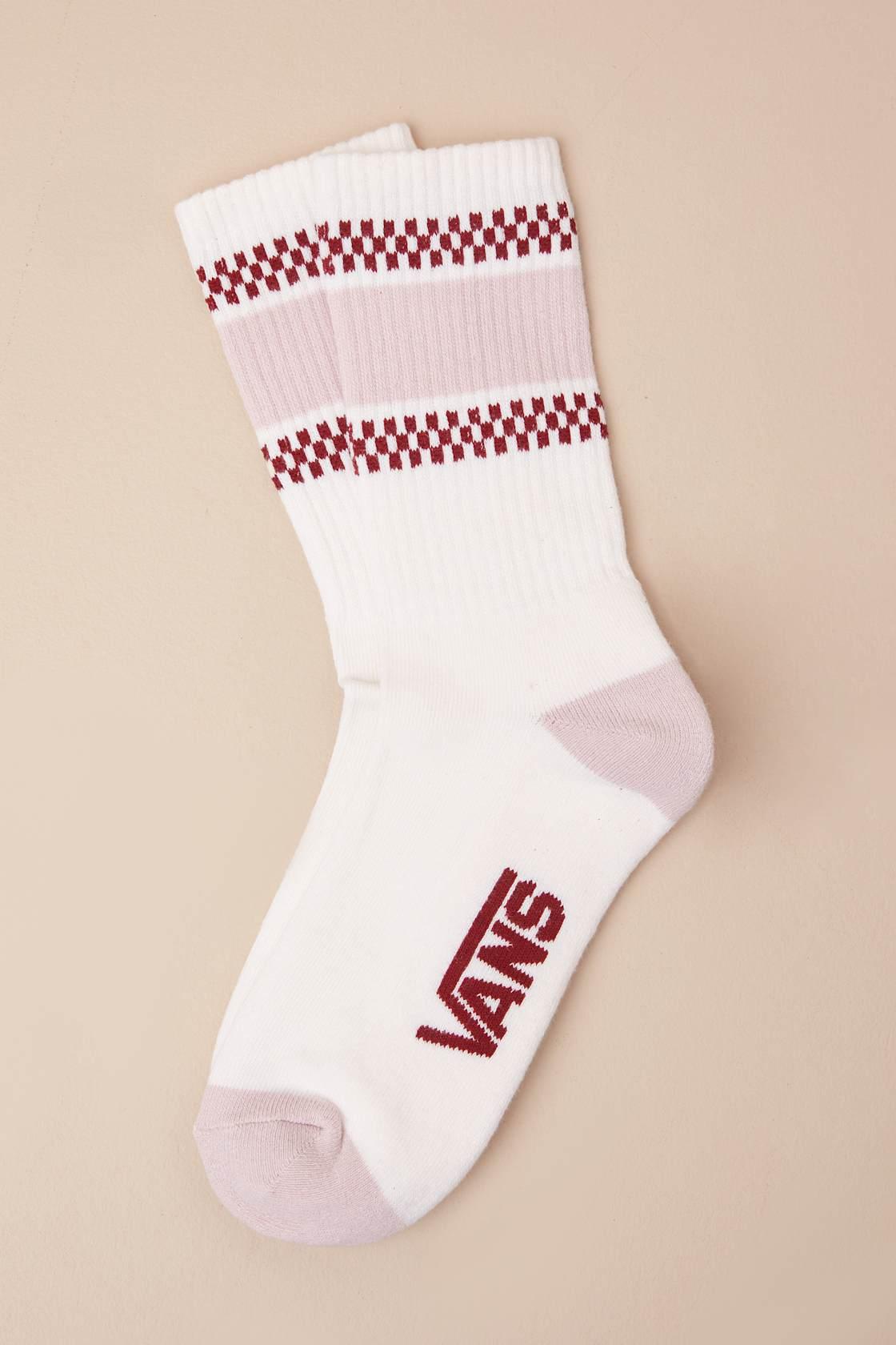 Checker White and Rose Pink Flag Crew Socks Product Image