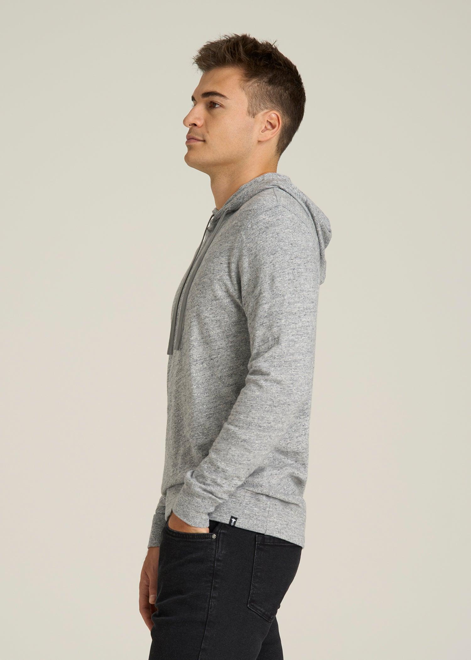 Sunwashed Slub Pullover Hoodie for Tall Men in Heathered Grey Male Product Image
